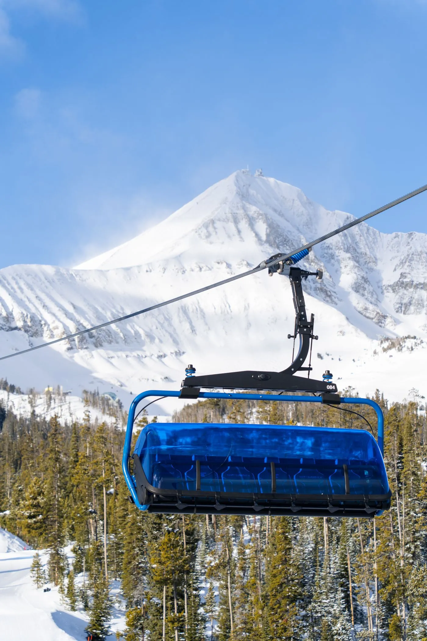 Ski lift below Lone Peak at Big Sky
