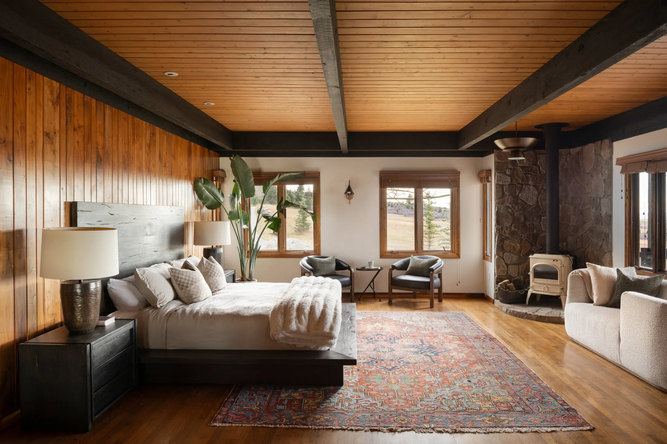 Master bedroom with king bed - main floor