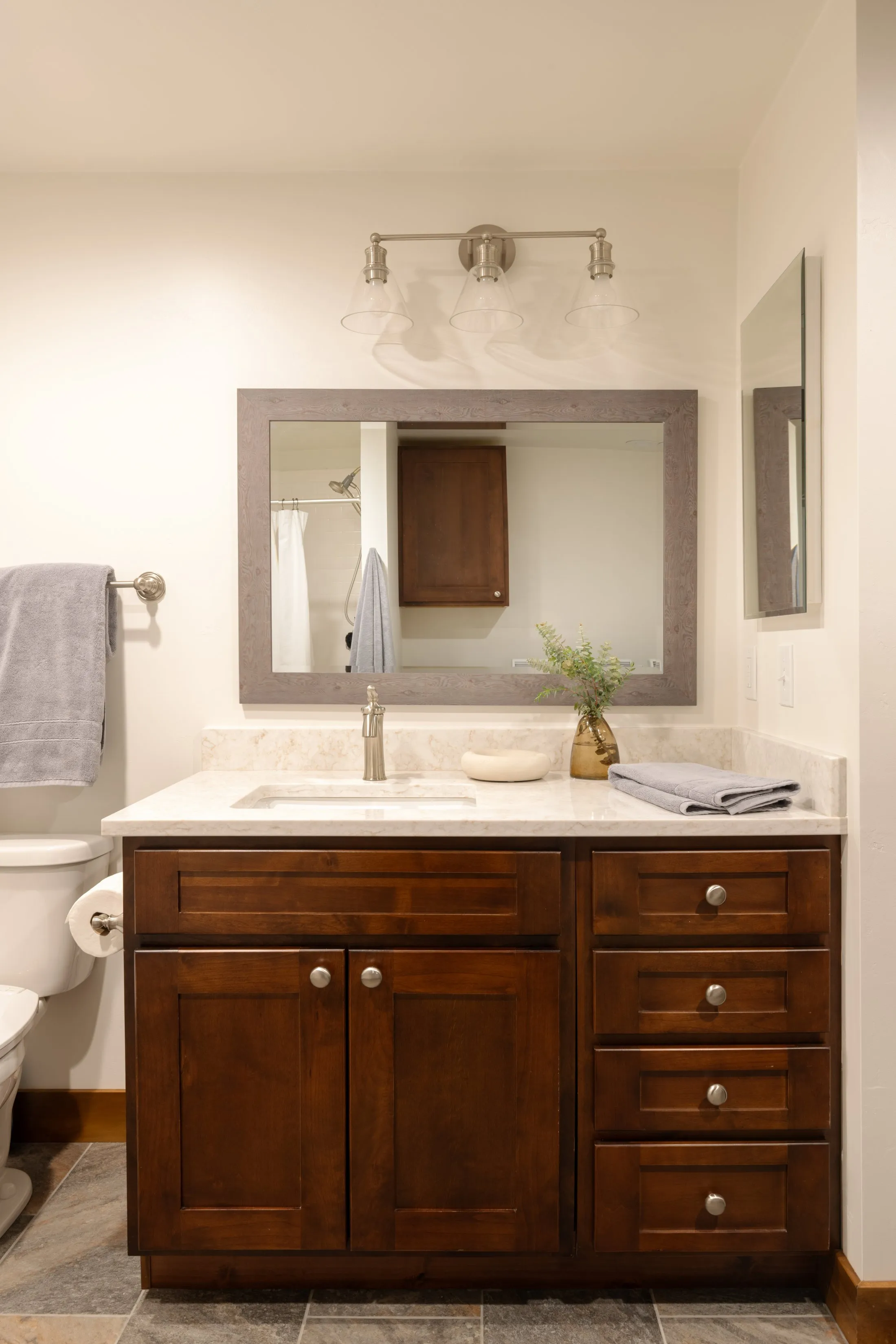 Shared bathroom with shower - lower level
